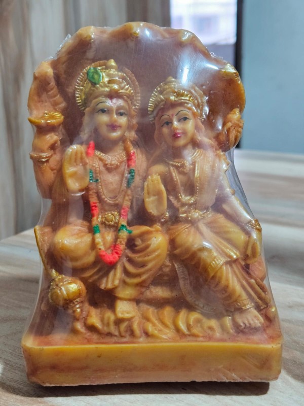 DARIDRA BHANJAN Marble Dust Lord Vishnu Laxmi On Sheshnag Statue Idol | Narayan Statue for Home Decor | Vishnu laxmi Shasnath Sitting Murti | Vishnu with Laxmi in Sheshnaag - Lakshmi Narayan Murti Ido