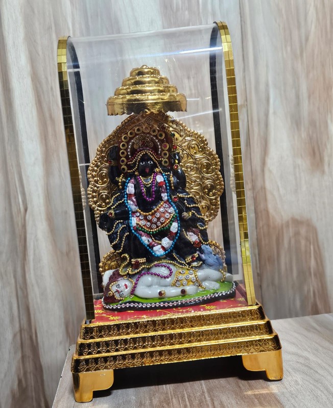 deep lord shree kali mata with acrylic covered transparent cabinet kali mata ji idol for pooja room home décor