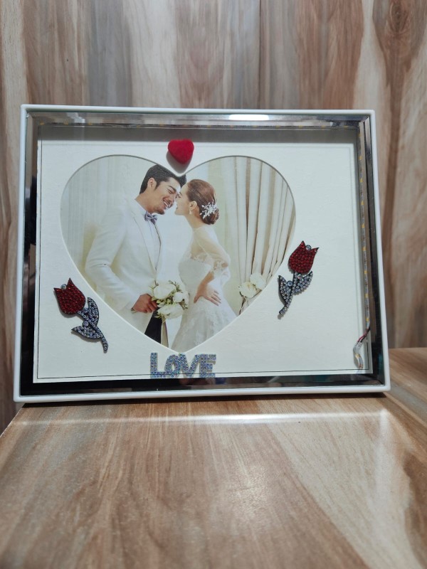 Crystal Photo Frame With LED Light Night Lamp (Landscape)