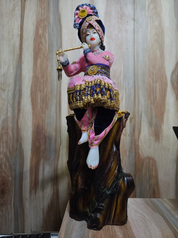 tree krishna murti statue marle finish krishna statue fome temple decorative use office temple decorative showpiece -55 cm (polyresin, multicolor)