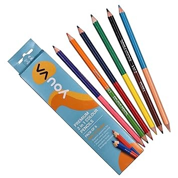 Navneet Youva | Premium 2 in 1 Colour Pencils | Pack of 6/12| Set of 2, Multicolored, 6.9mm in Diameter and 174 mm lenght (35009)